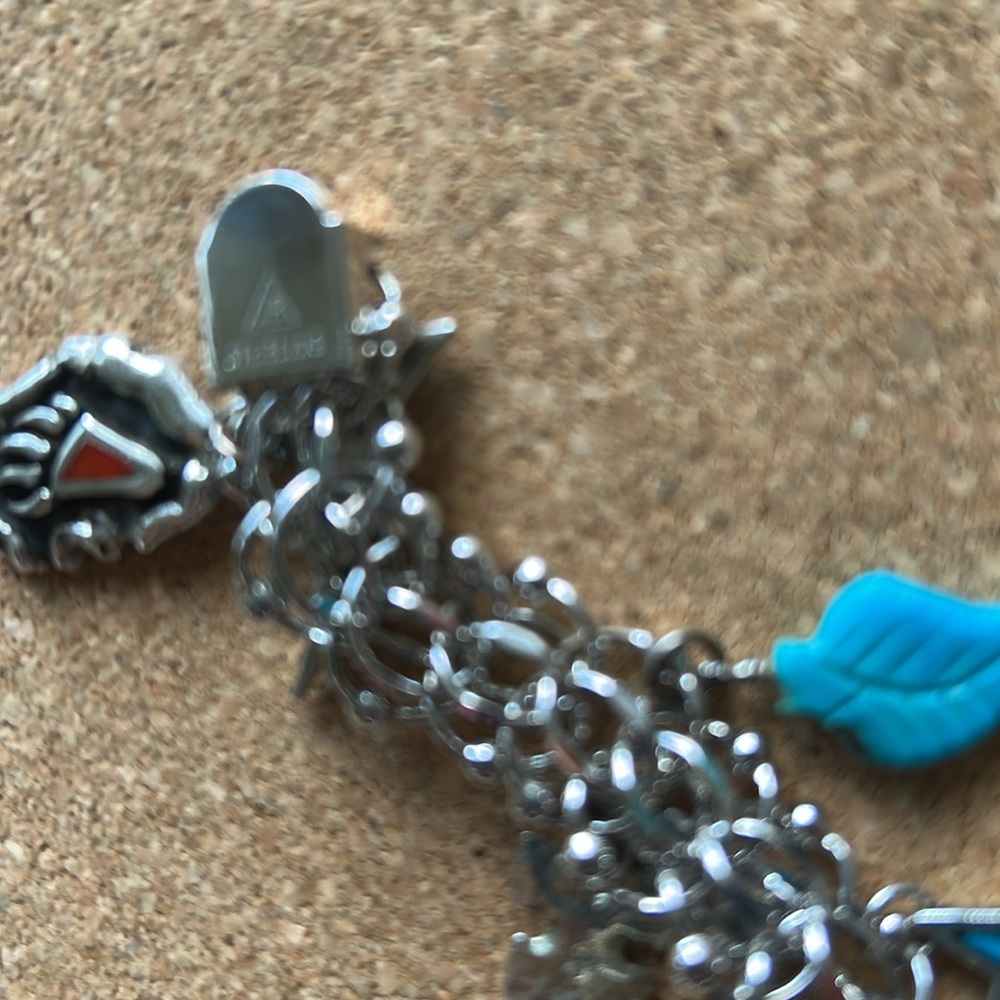 NAVAJO STERLING SILVER
CHARM BRACELET 7.5" TURQUOISE WITH 20ster/turq/etc charms - Picture 7 of 7